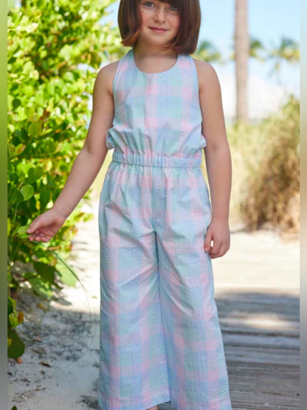 Little English Halter Seersucker Jumpsuit Size 14